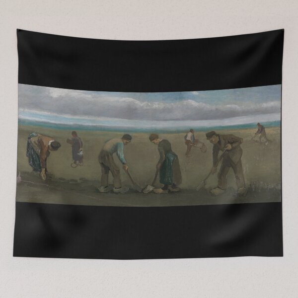 Item preview, Peasants Planting Potatoes by Vincent van Gogh: Rustic Farm Landscape Poster designed and sold by artofuniverse.