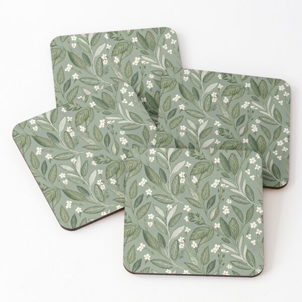 Item preview, Sage Themed Floral Pattern With White Flowers designed and sold by MyTutina.