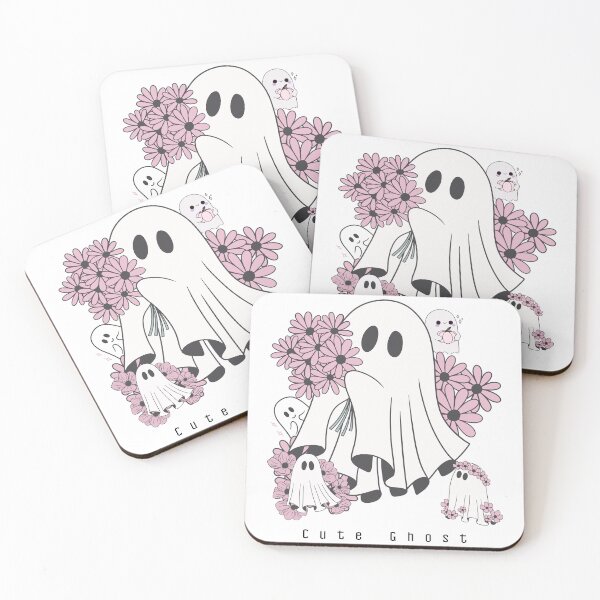 Item preview, Cute Pastel Pink Ghost Having Floral Bouquet Art designed and sold by CozyThinker.