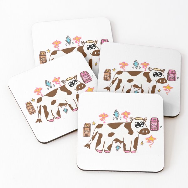 Item preview, Cute Kawaii Cow Strawberry Milk Aesthetic ┃ Pink Cartoon Cow Art designed and sold by Cherry Prism Designs.