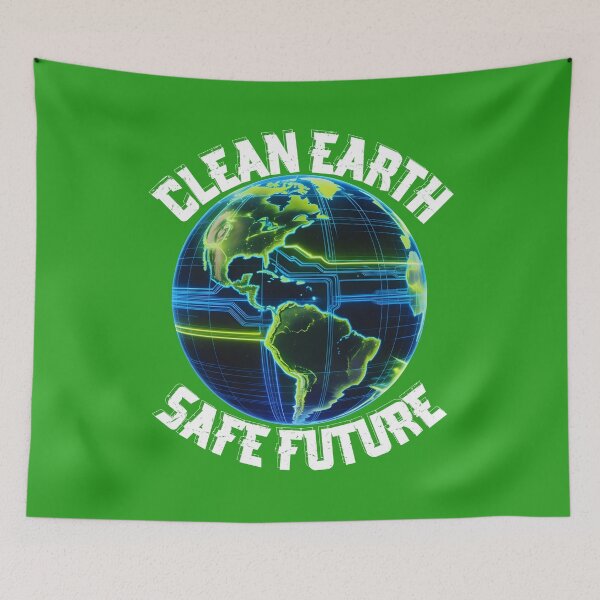 Item preview, Clean Earth Safe Future – Futuristic Digital Planet Environmental Design designed and sold by PeteLawliiet.