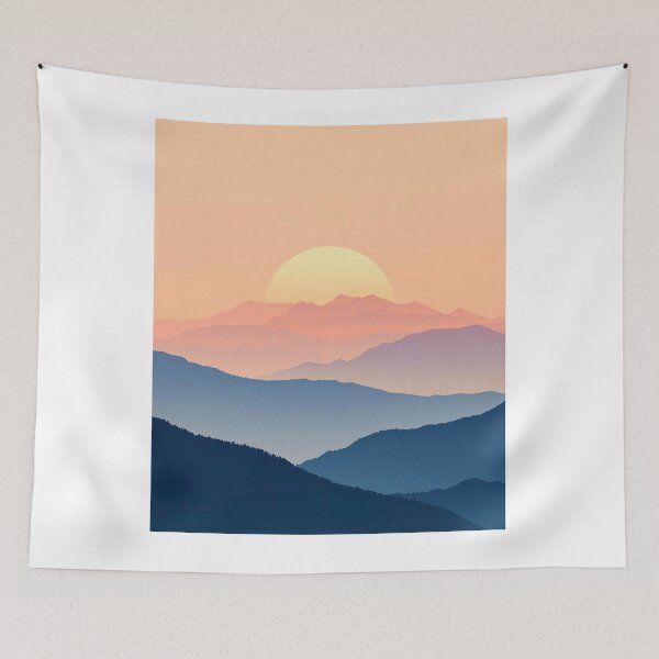 Aperçu de l'œuvre Minimalist Mountain Sunrise Landscape créée et vendue par FredyDesignHub.