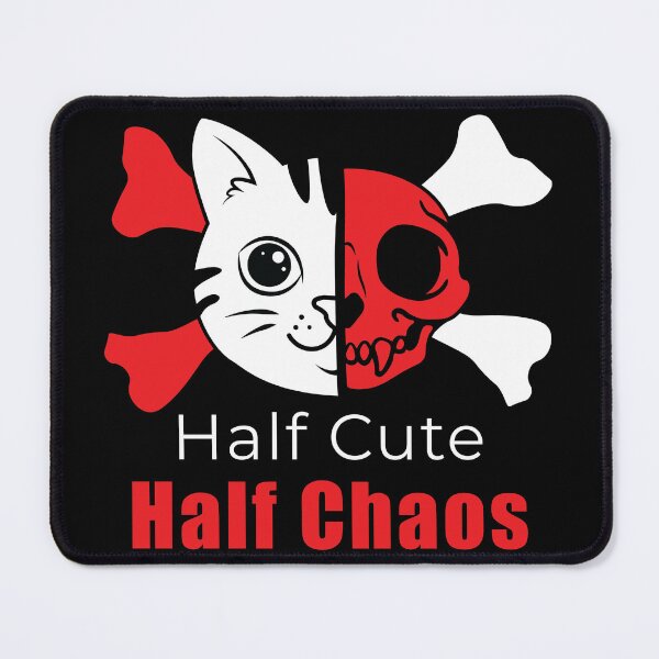 Item preview, Cat Skull Split Design | Cute Goth Kitty Tee- Half Cute Half Chaos designed and sold by Zebtrex Art.