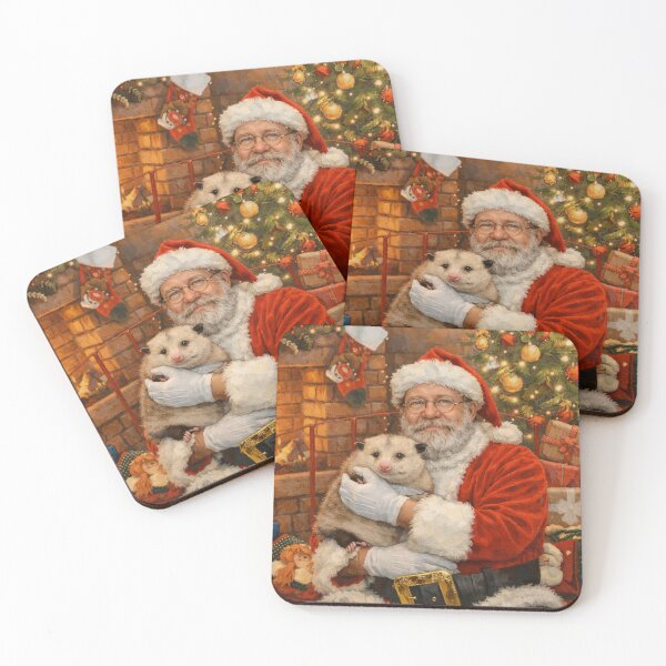 Item preview, Santa holding an opossum by the fire designed and sold by donchago.