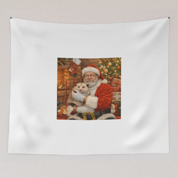 Item preview, Santa holding an opossum by the fire designed and sold by donchago.