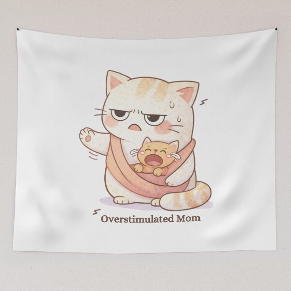 Item preview, Overstimulated Mom Cat | Cute Kawaii Aesthetic | Relatable Motherhood Stress Design designed and sold by The Mood Index.