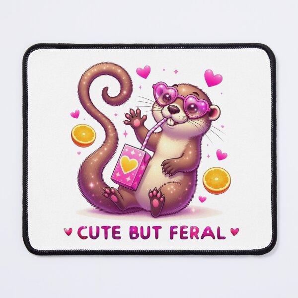 Item preview, Cute But Feral Otter Pink Heart Sunglasses Juice Box Kawaii designed and sold by Hinata04.