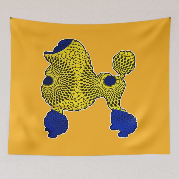 Item preview, Blue and Gold Retro African Print Poodle Founders designed and sold by artbyomega.