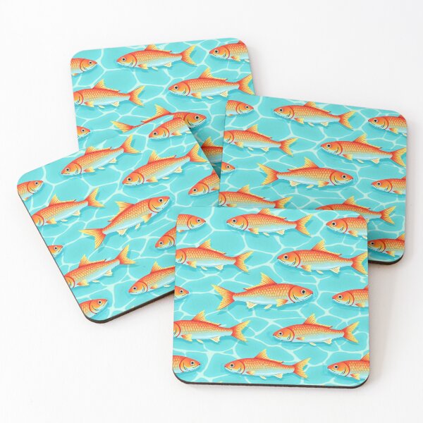 Item preview, Sunlit Gold Fish Over Turquoise Pool Pattern designed and sold by mittie101.