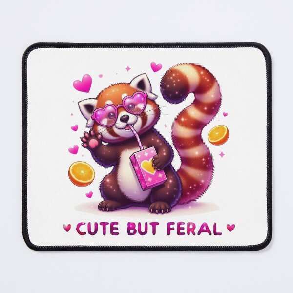Item preview, Cute But Feral Red Panda Pink Heart Sunglasses Juice Box Kawaii designed and sold by Hinata04.