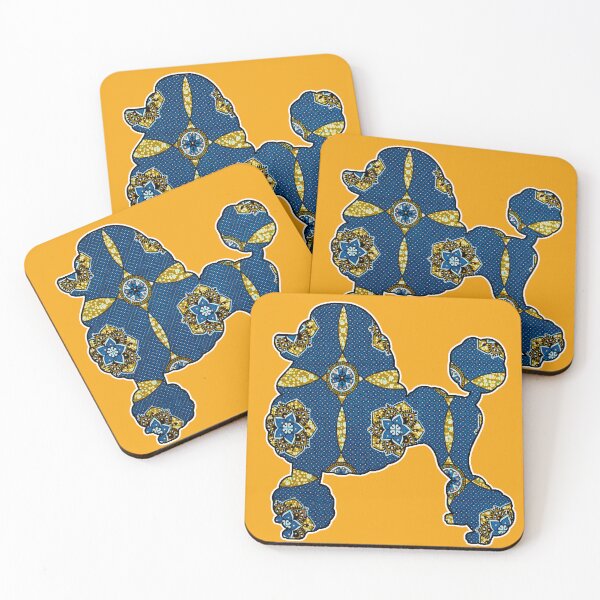 Item preview,  Blu and Gold African Print Poodle  designed and sold by artbyomega.