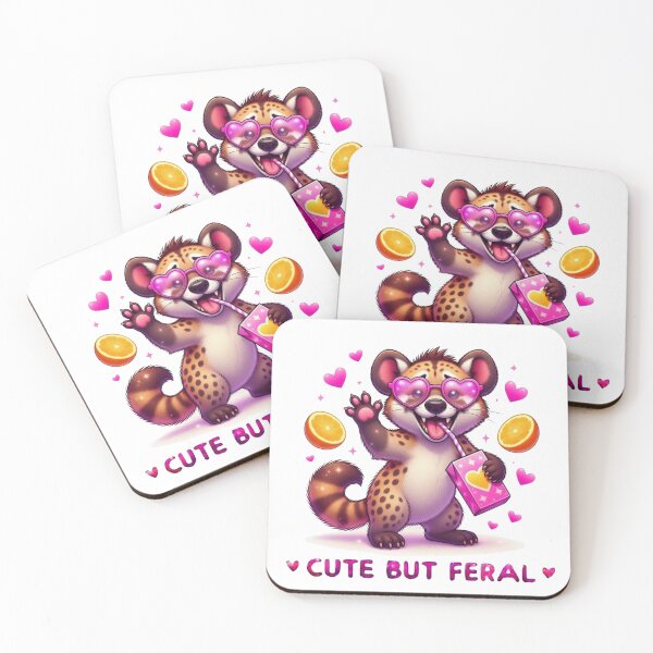 Item preview, Cute But Feral Hyena Pink Heart Sunglasses Juice Box Kawaii designed and sold by Hinata04.