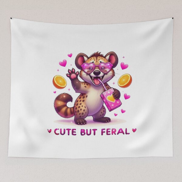 Item preview, Cute But Feral Hyena Pink Heart Sunglasses Juice Box Kawaii designed and sold by Hinata04.