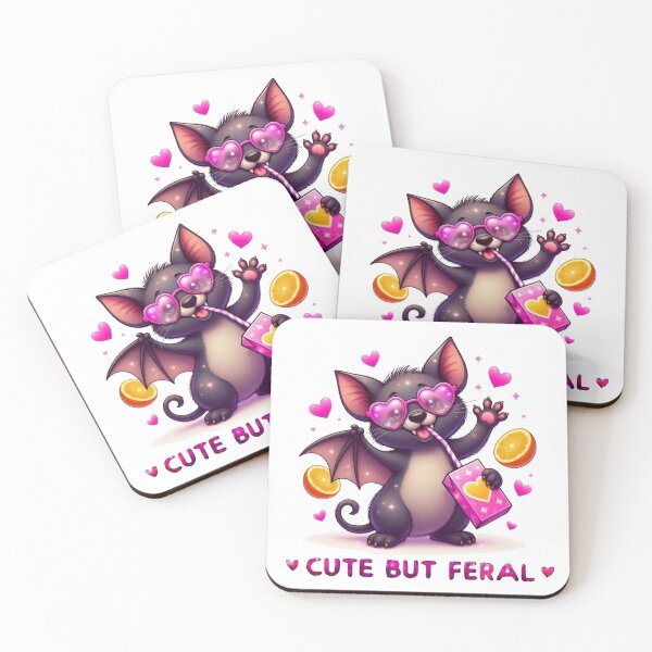 Item preview, Cute But Feral Bat Pink Heart Sunglasses Juice Box Kawaii designed and sold by Hinata04.