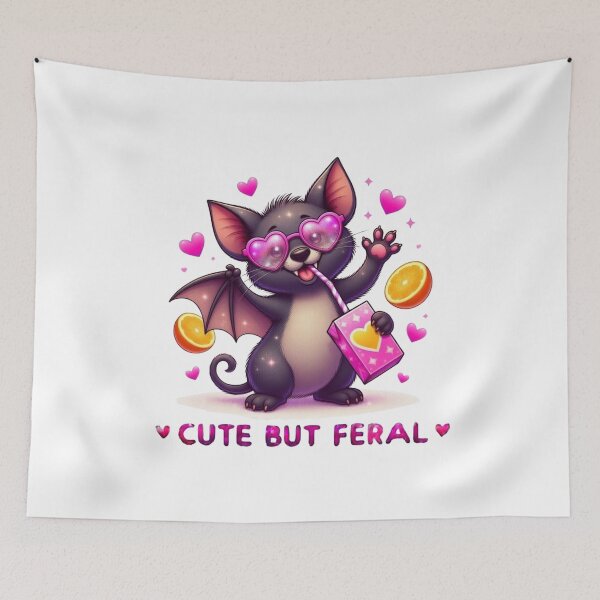 Item preview, Cute But Feral Bat Pink Heart Sunglasses Juice Box Kawaii designed and sold by Hinata04.