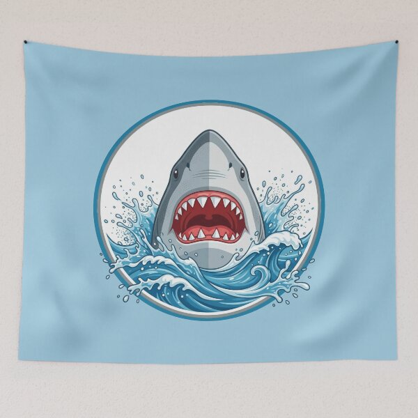 Item preview, Dynamic Great White Shark Ocean Wave Art designed and sold by AntiqueImages.