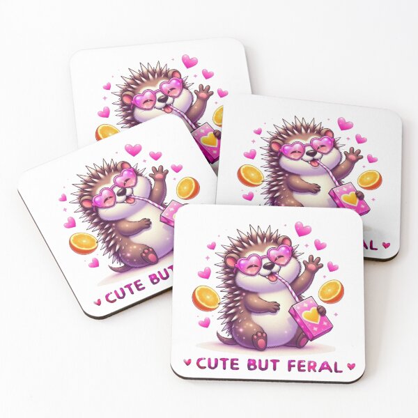 Item preview, Cute But Feral Porcupine Pink Heart Sunglasses Juice Box Kawaii designed and sold by Hinata04.