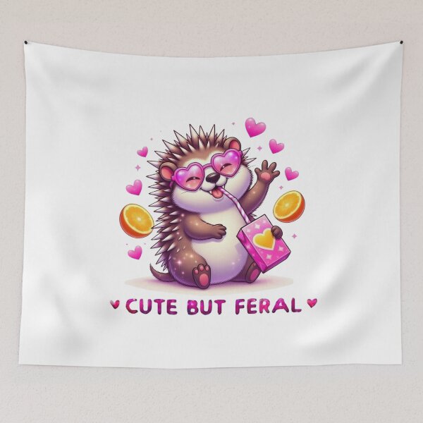Item preview, Cute But Feral Porcupine Pink Heart Sunglasses Juice Box Kawaii designed and sold by Hinata04.