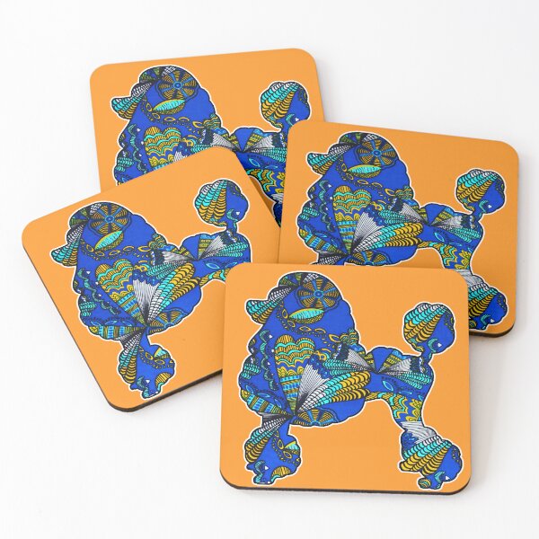Item preview, Blu and Gold Butterfly African Print Poodle  designed and sold by artbyomega.