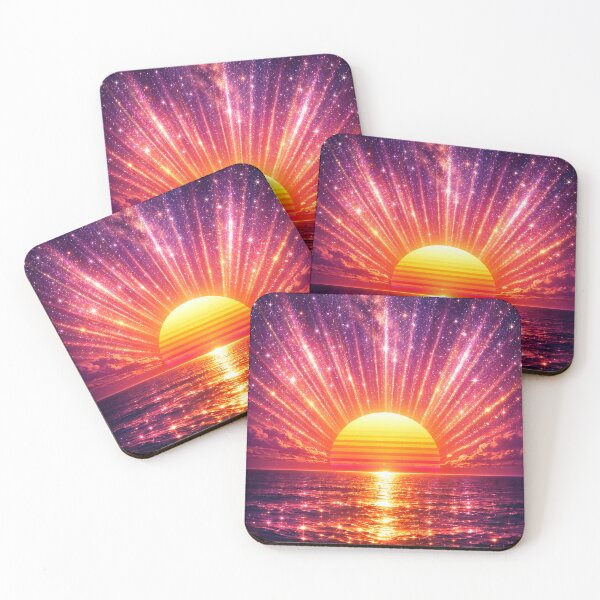 Item preview, Synthwave Ocean Sunset Neon Sky Retro Wave Aesthetic Vaporwave Sun Rays Stars Dreamscape designed and sold by 486DesignCo.