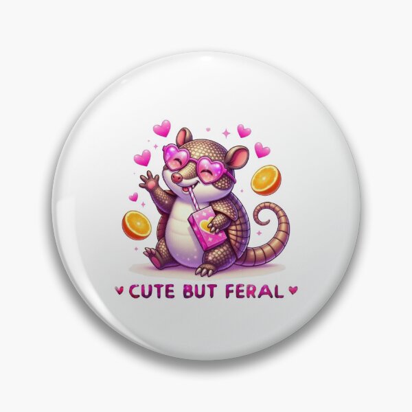 Item preview, Cute But Feral Armadillo Pink Heart Sunglasses Juice Box Kawaii designed and sold by Hinata04.