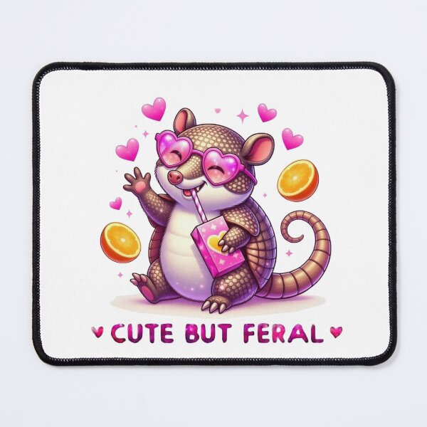 Item preview, Cute But Feral Armadillo Pink Heart Sunglasses Juice Box Kawaii designed and sold by Hinata04.