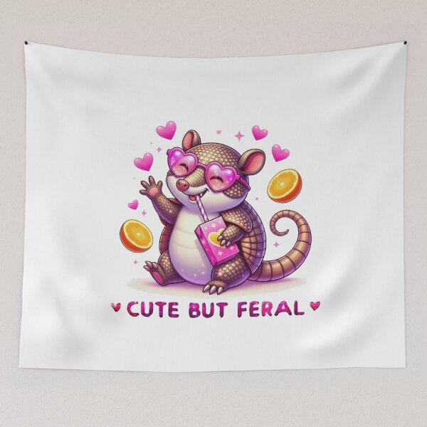 Item preview, Cute But Feral Armadillo Pink Heart Sunglasses Juice Box Kawaii designed and sold by Hinata04.