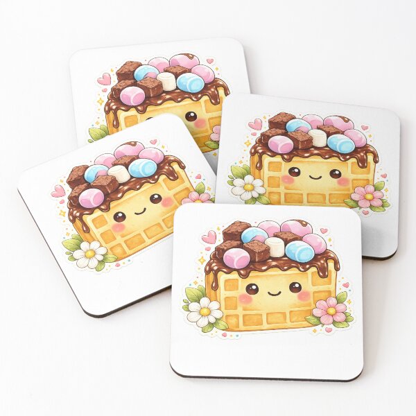 Item preview, Cute Kawaii Waffle Dessert Illustration designed and sold by SIL-STUDIO .
