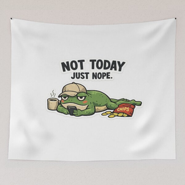 Item preview, Not Today Just Nope Funny Frog Meme Lazy Mood Sticker designed and sold by MyTutina.