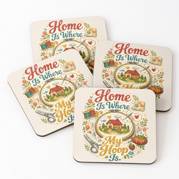 Item preview, Home Is Where My Hoop Is – Cozy Embroidery & Sewing Art designed and sold by blankTeeShirt.