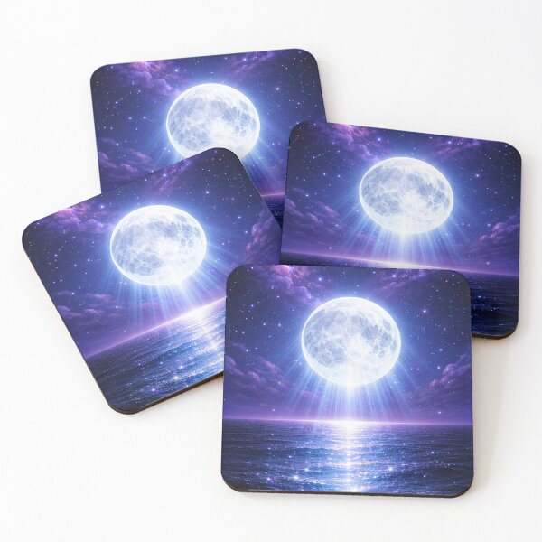 Item preview, Cold Moon Ocean Synthwave Landscape – Neon Galaxy Night Sky Aesthetic Vaporwave Art designed and sold by 486DesignCo.