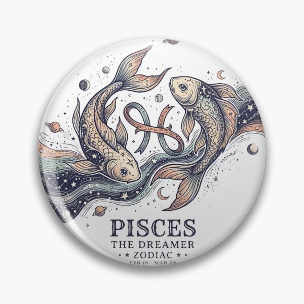 Item preview, Pisces Zodiac Twins Fish Celestial Dreamy Astrology Illustration designed and sold by urbinet.