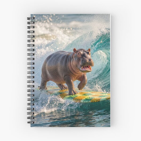Artikelvorschau, Surfin' Hippo reitet die Wellen entworfen und verkauft von Tridentulus.