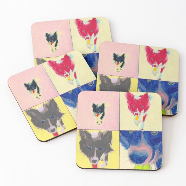 Item preview, border collie dog like pop art diptych designed and sold by ShePaintsMusic.