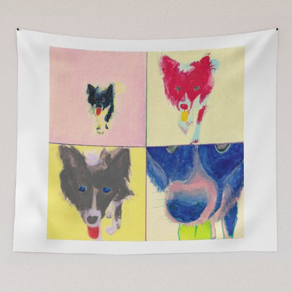 Item preview, border collie dog like pop art diptych designed and sold by ShePaintsMusic.