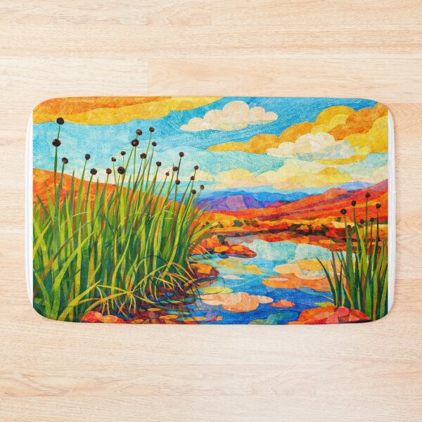 Item preview, Reeds surrounding a cute Lagoon,  Bolivian Landscape, Mixed Media Digital Collage designed and sold by SWSandraWechner.