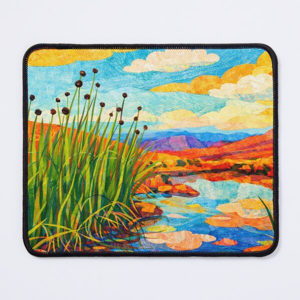 Item preview, Reeds surrounding a cute Lagoon, Bolivian Landscape, Mixed Media Digital Collage designed and sold by SWSandraWechner.