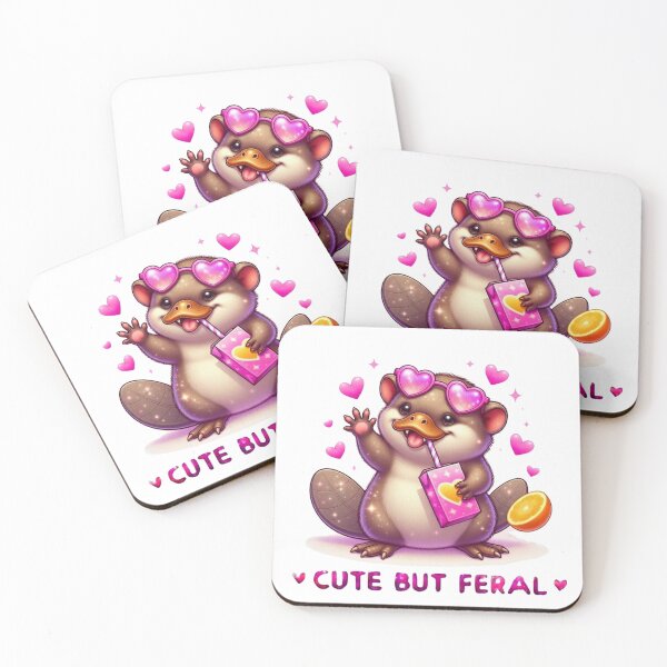 Item preview, Cute But Feral Platypus Pink Heart Sunglasses Juice Box Kawaii designed and sold by Hinata04.