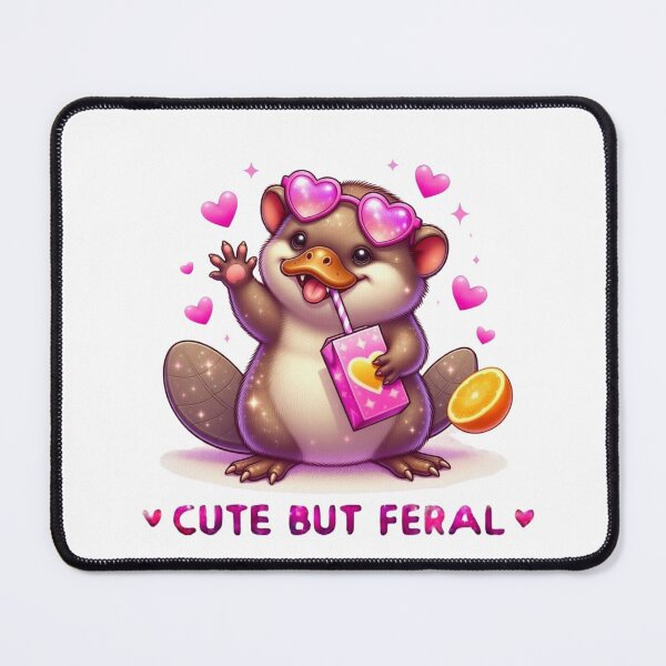 Item preview, Cute But Feral Platypus Pink Heart Sunglasses Juice Box Kawaii designed and sold by Hinata04.