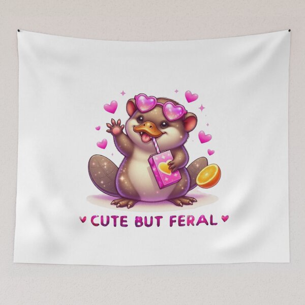 Item preview, Cute But Feral Platypus Pink Heart Sunglasses Juice Box Kawaii designed and sold by Hinata04.