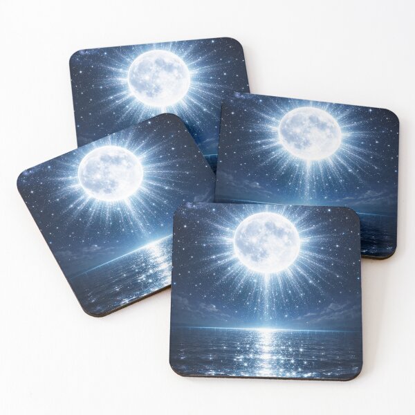 Item preview, Cold Moon Ocean Synthwave Aesthetic – Cosmic Galaxy Night Sky Vaporwave Seascape designed and sold by 486DesignCo.