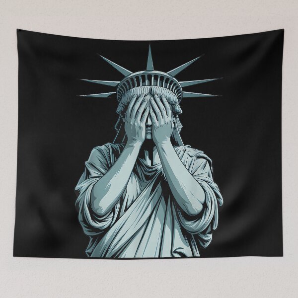Item preview, Ashamed Statue of Liberty Covering Her Face Crying Equality designed and sold by JosephCTesterma.