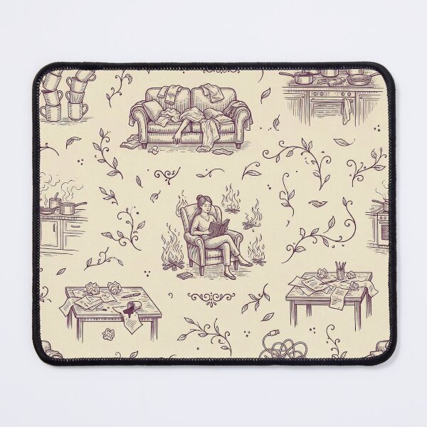 Item preview, Chaotic French Toile Domestic Comedy Pattern in Plum designed and sold by Seeding Serendipity.