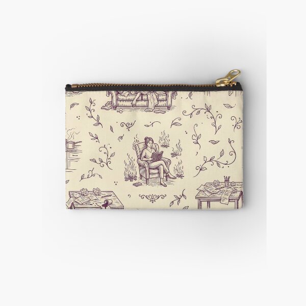 Item preview, Chaotic French Toile Domestic Comedy Pattern in Plum designed and sold by Seeding Serendipity.