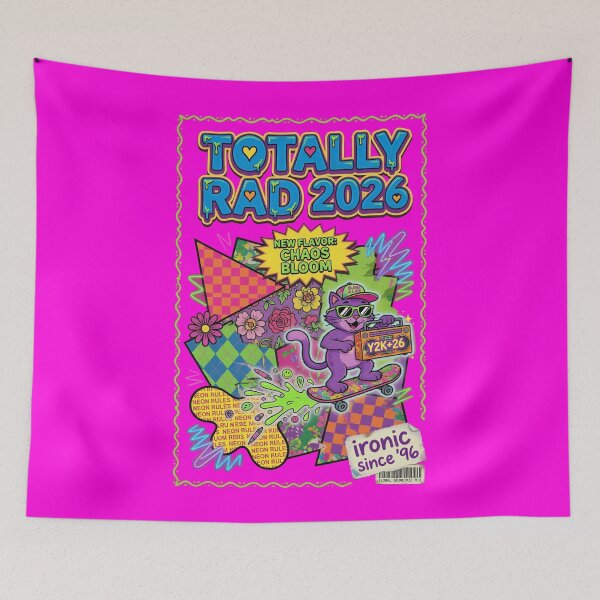 Item preview, Totally Rad 2026 Y2K Chaos Bloom Neon Cat Skateboard designed and sold by REAL IRISH GIFTS.