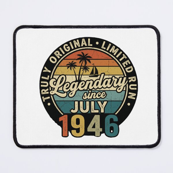Item preview, Vintage July 1946 Retro Sunset Badge Palm Trees Design designed and sold by Furry_Birthday.