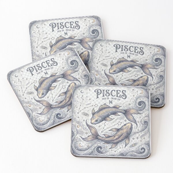 Item preview, Vintage Pisces Zodiac Fish Celestial Constellation Engraving Art designed and sold by urbinet.