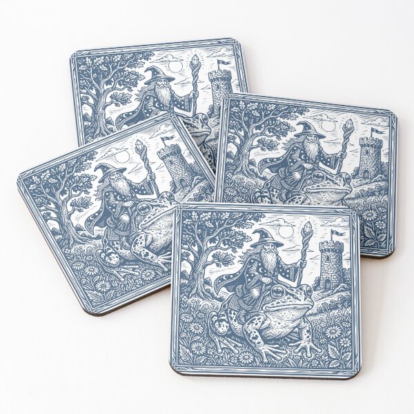 Item preview, Wizard Riding Frog Vintage Medieval Fantasy Goblincore Dark Art Retro Graphic designed and sold by EvrmoodCo.