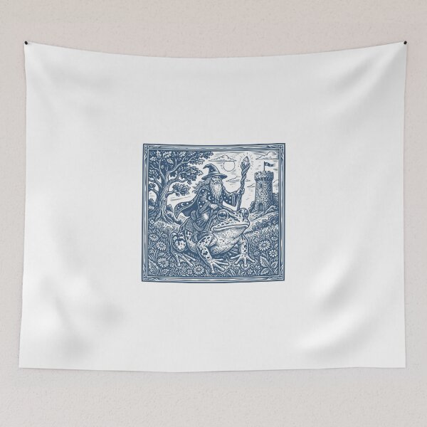 Item preview, Wizard Riding Frog Vintage Medieval Fantasy Goblincore Dark Art Retro Graphic designed and sold by EvrmoodCo.