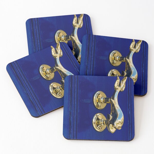 Item preview, Brass Dolphin Door Knocker On Blue Painted Door - Nautical Entrance Hardware Detail designed and sold by Nmallia.